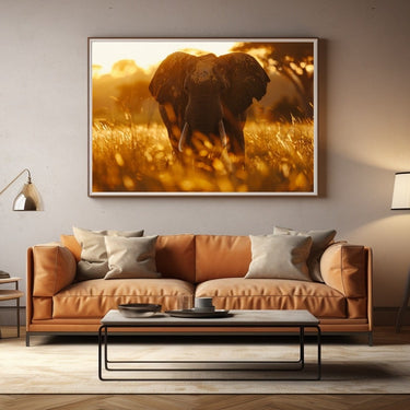 Elephant Silhouette Sunset Painting
